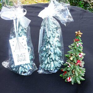 Three Decorative Christmas Trees - 2 are Candles